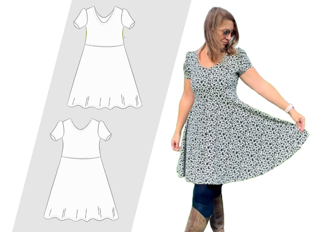 Schnittmuster Damen-Jerseykleid Lora – PDF Nähanleitung zum Selbernähen