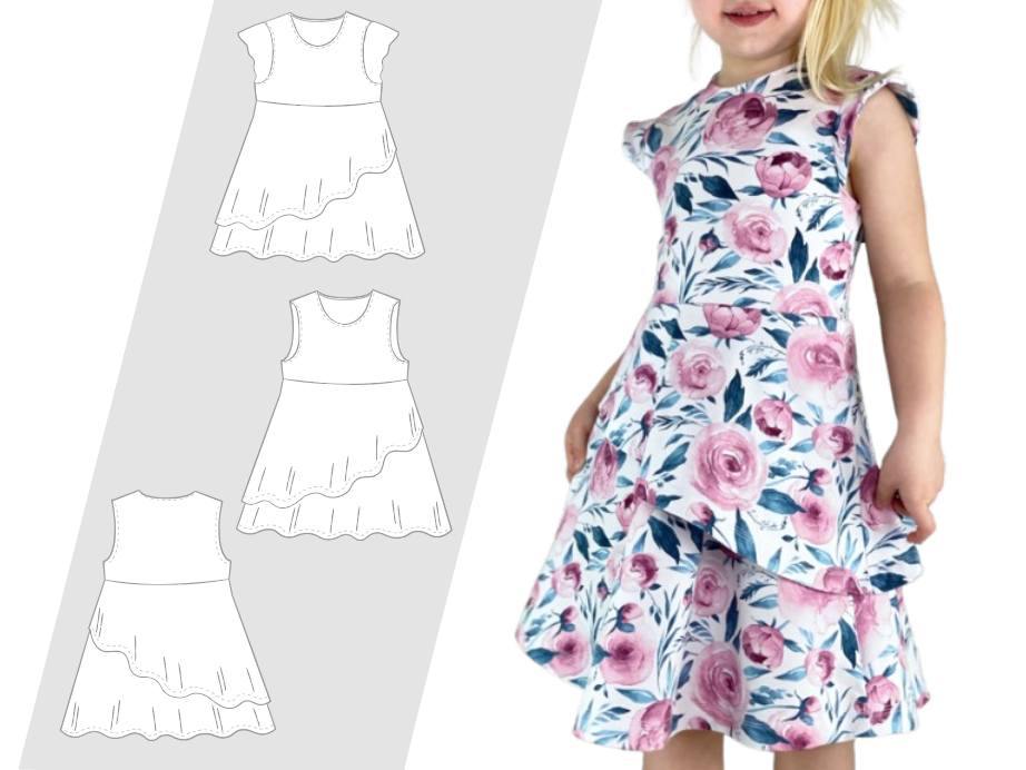 Schnittmuster für Kinder-Drehkleid – PDF, Beamer & Nähanleitung