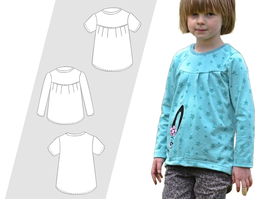 Kinderkleidung nähen – Schnittmuster Shirt Lilly als PDF & Nähanleitung