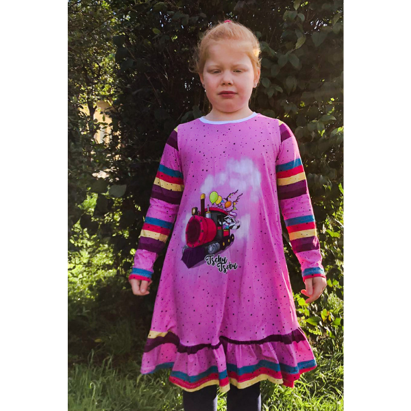Mädchen-Jerseykleid Luise – Sommerkleid mit Volant nähen für Anfänger als Beispiel