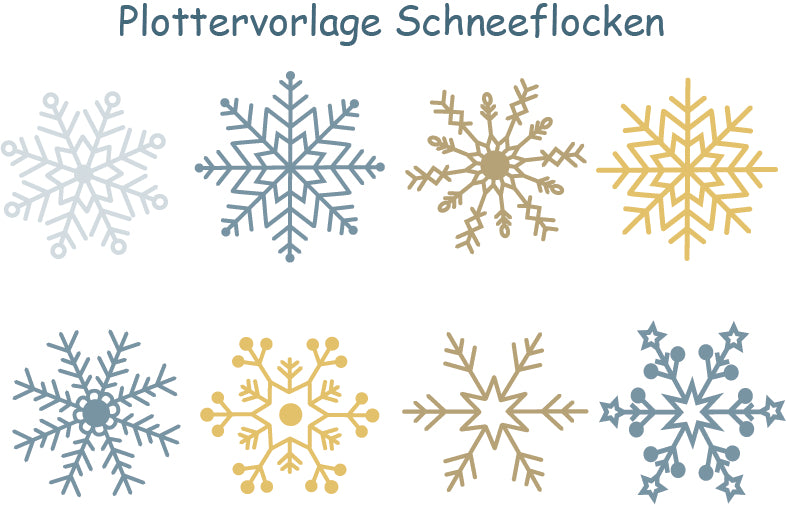 Vorschau der Plotterdatei Schneeflocken – verschiedene winterliche SVG & DXF-Motive für kreative DIY-Projekte