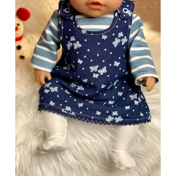 Puppenoutfit mit Shirt & Kleid nähen – Winterliches Schnittmuster für 43 cm Puppen