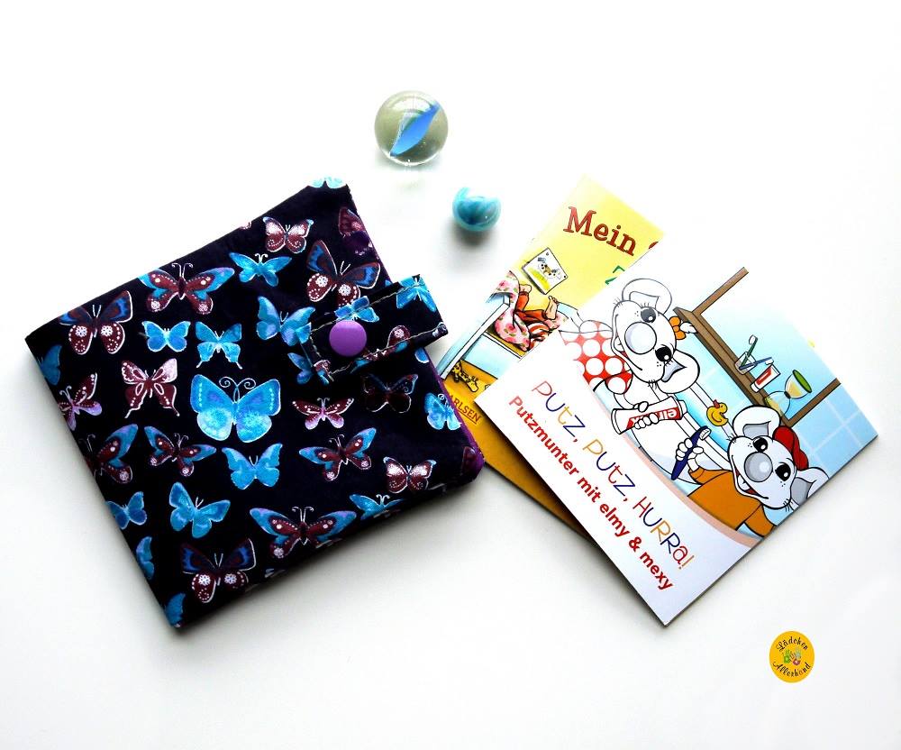 Minibuchhülle mit Druckknopfverschluss aus Baumwolle
