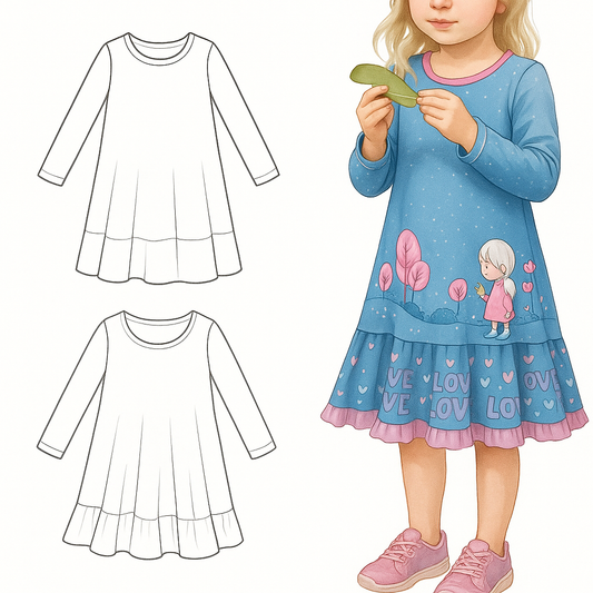 Jerseykleid Luise – Vorschau auf genähte Beispiele aus dem Designnähen für Kinderkleidung