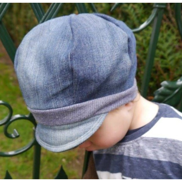 Jeans-Look: Ballonmütze Lena für Jungen aus Denim nähen