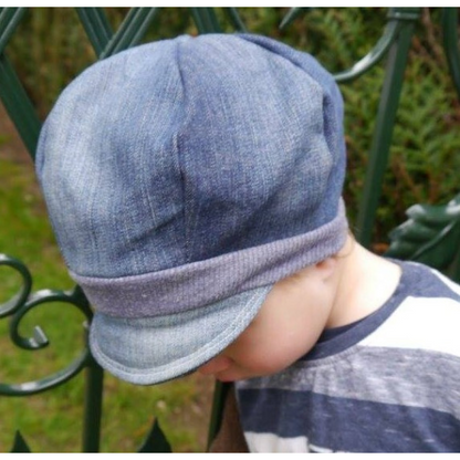 Jeans-Look: Ballonmütze Lena für Jungen aus Denim nähen