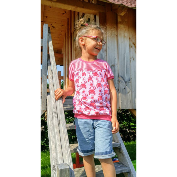Faltenshirt Lilly mit kurzen Ärmeln nähen – PDF-Schnittmuster für Kinderkleidung