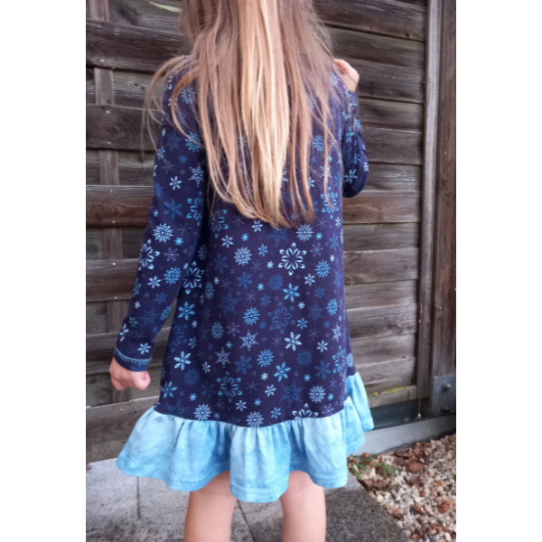 Kinder Jerseykleid Luise mit Rüsche – verspieltes Mädchenkleid