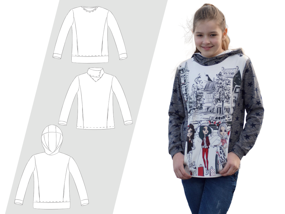 Kinderkleidung nähen – Schnittmuster Hoodie Charlie – PDF & Nähanleitung