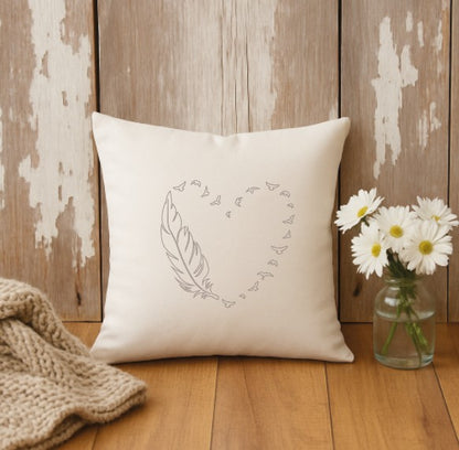 Plotterdatei Feder auf Kissen – zartes SVG & DXF-Motiv für kreative DIY-Deko und liebevoll gestaltete Wohnaccessoires