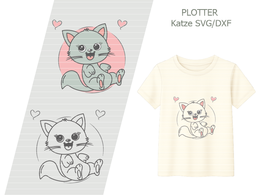 Plotterdatei Katze – SVG & DXF-Vorlage für Kleidung, Accessoires & Deko