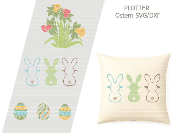 Plotterdatei Osterblumen mit Hasen – kreative DIY-Vorlage für Frühling & Ostern
