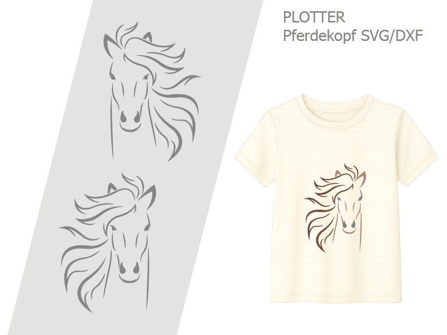 Plotterdatei Pferdekopf – SVG & DXF-Vorlage zum Plotten für kreative DIY-Projekte