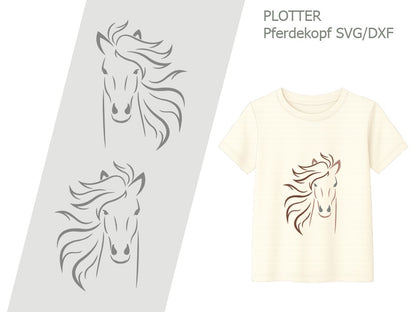 Plotterdatei Pferdekopf – SVG & DXF-Vorlage zum Plotten für kreative DIY-Projekte