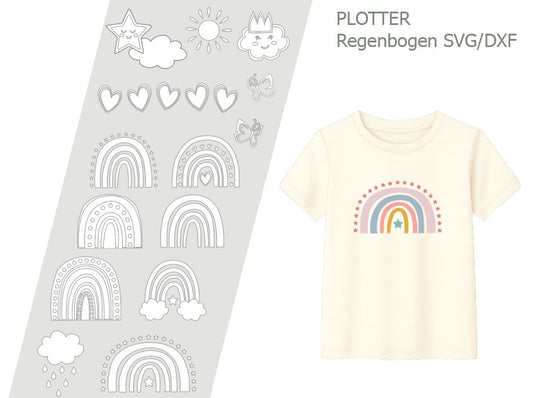 Plotterdatei Regenbogen – fröhliches SVG & DXF-Motiv für kreative DIY-Projekte, Kinderkleidung und Deko