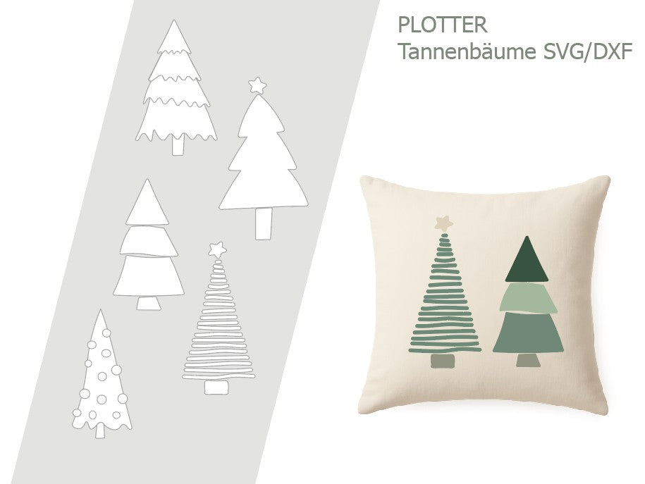 Plotterdatei Tannenbäume – SVG & DXF-Vorlage für kreative Weihnachtsdeko und DIY-Projekte