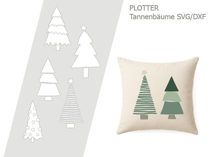 Plotterdatei Tannenbäume – SVG & DXF-Vorlage für kreative Weihnachtsdeko und DIY-Projekte