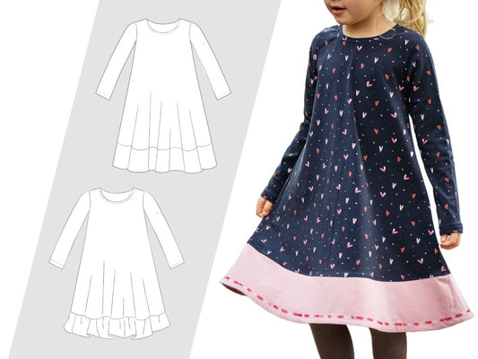 Schnittmuster Kinder Jerseykleid Luise – Mädchenkleid mit Drehrock aus Jersey