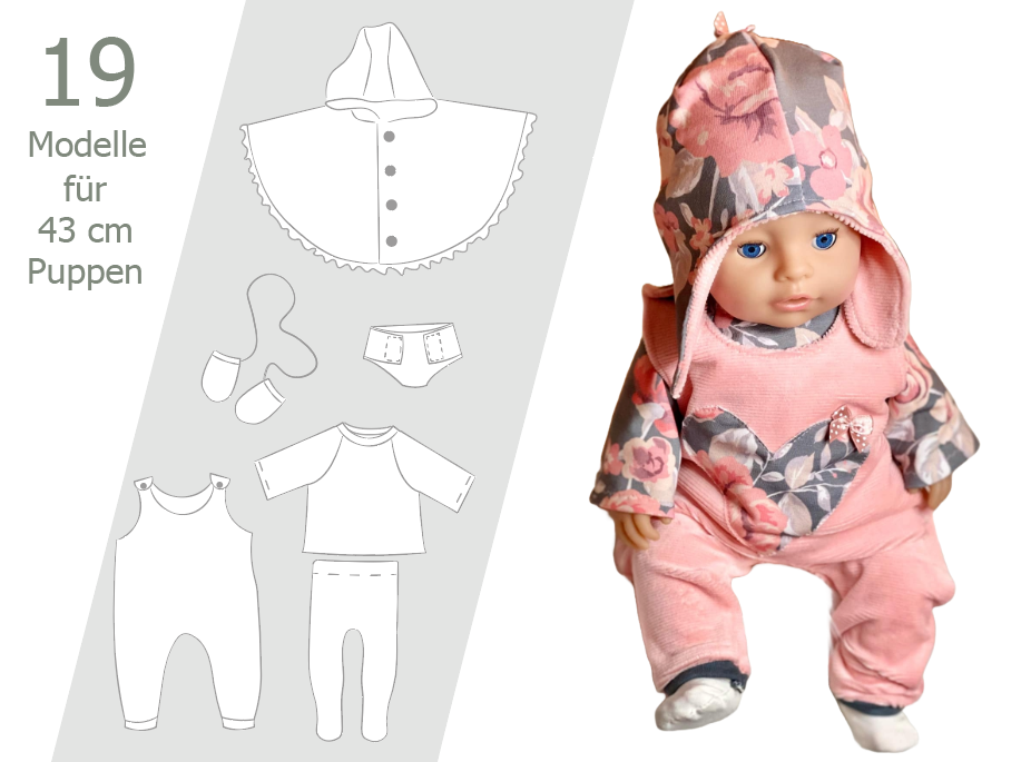 Puppenkleidung Winter – 19 Schnittmuster für 43 cm Puppen nähen